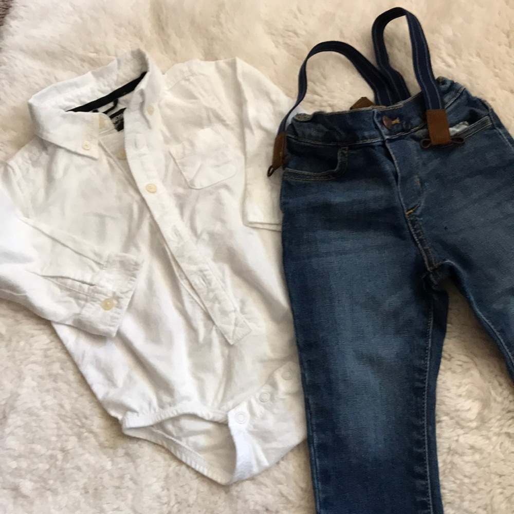 🌟Oshkosh jeans baby boy and white shirt
